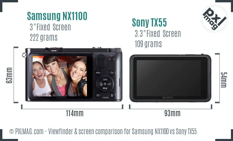 Samsung NX1100 vs Sony TX55 Screen and Viewfinder comparison