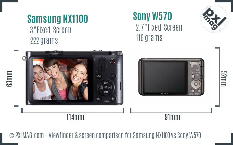 Samsung NX1100 vs Sony W570 Screen and Viewfinder comparison