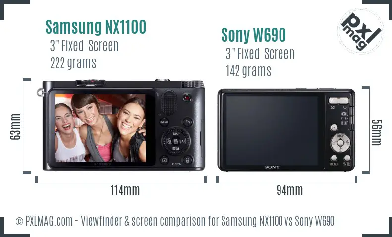 Samsung NX1100 vs Sony W690 Screen and Viewfinder comparison