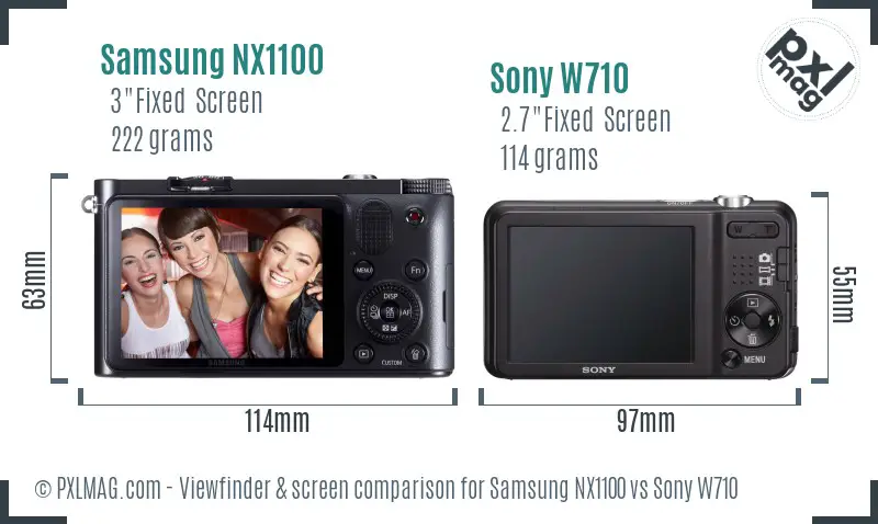 Samsung NX1100 vs Sony W710 Screen and Viewfinder comparison