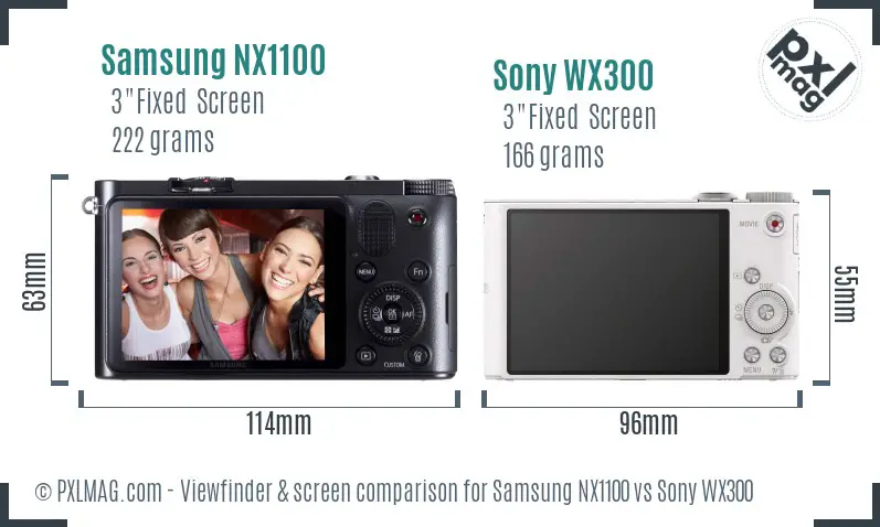Samsung NX1100 vs Sony WX300 Screen and Viewfinder comparison