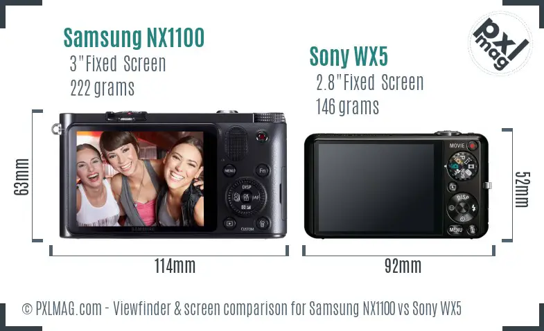 Samsung NX1100 vs Sony WX5 Screen and Viewfinder comparison