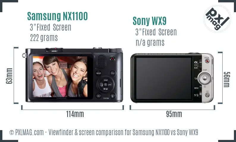 Samsung NX1100 vs Sony WX9 Screen and Viewfinder comparison
