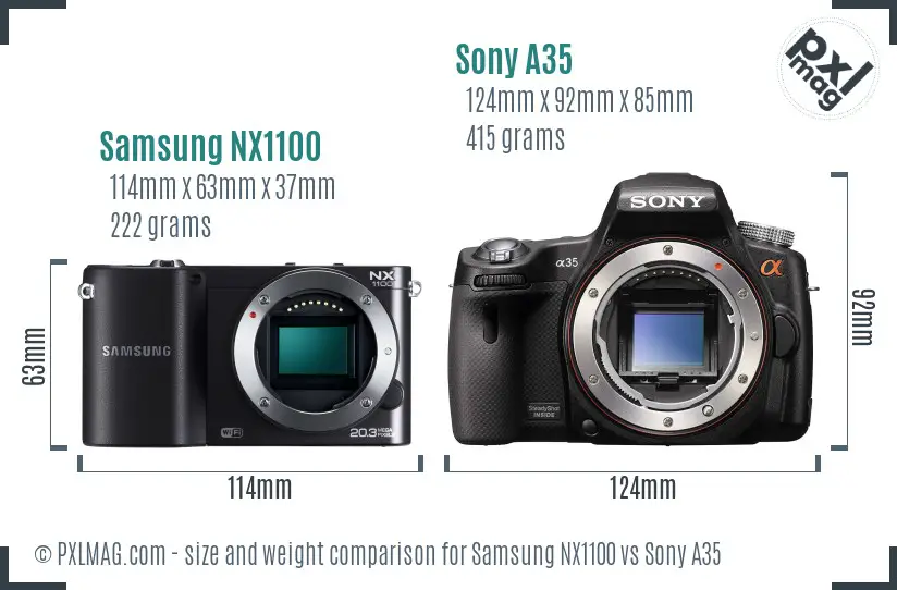 Samsung NX1100 vs Sony A35 size comparison