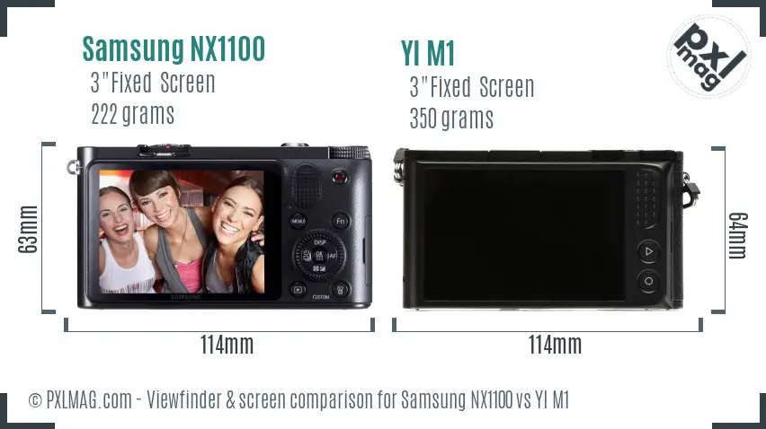 Samsung NX1100 vs YI M1 Screen and Viewfinder comparison