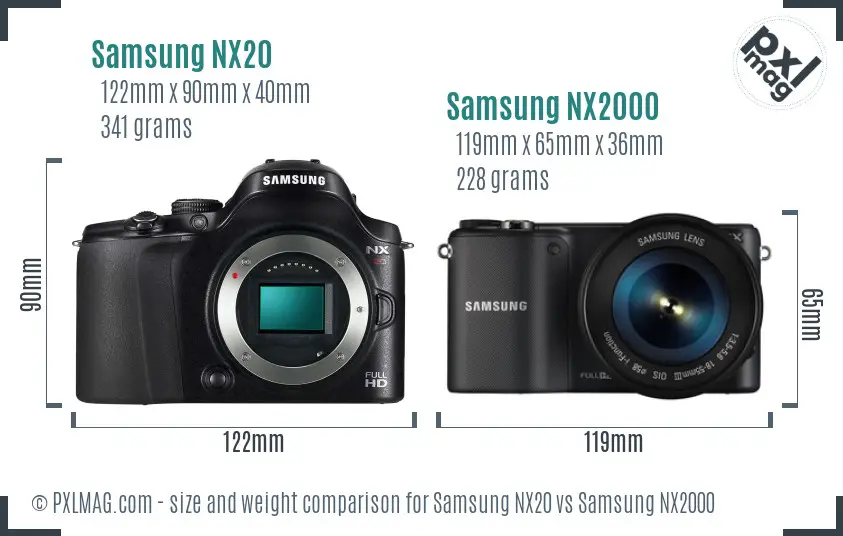 Samsung NX20 vs Samsung NX2000 size comparison