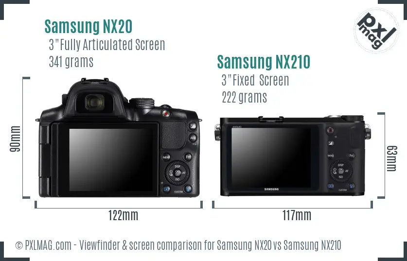 Samsung NX20 vs Samsung NX210 Screen and Viewfinder comparison