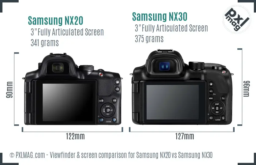 Samsung NX20 vs Samsung NX30 Screen and Viewfinder comparison