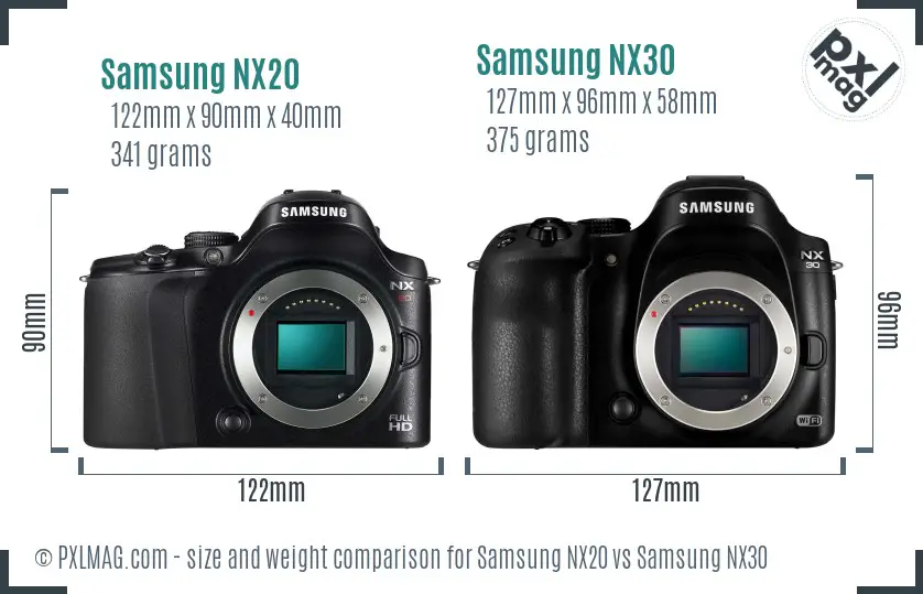 Samsung NX20 vs Samsung NX30 size comparison