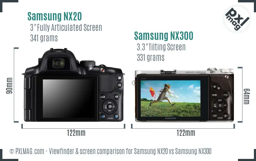 Samsung NX20 vs Samsung NX300 Screen and Viewfinder comparison