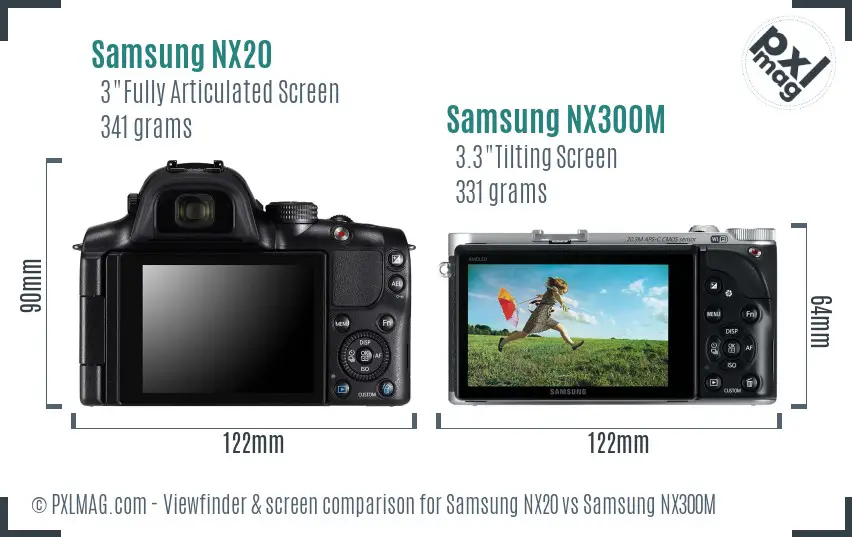 Samsung NX20 vs Samsung NX300M Screen and Viewfinder comparison