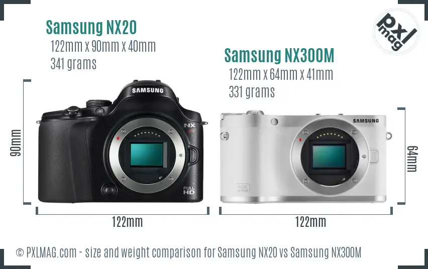 Samsung NX20 vs Samsung NX300M size comparison
