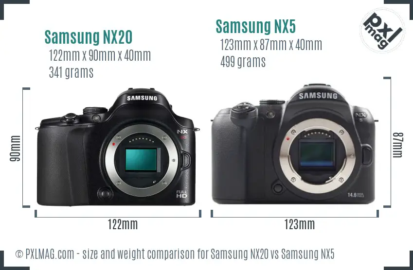 Samsung NX20 vs Samsung NX5 size comparison