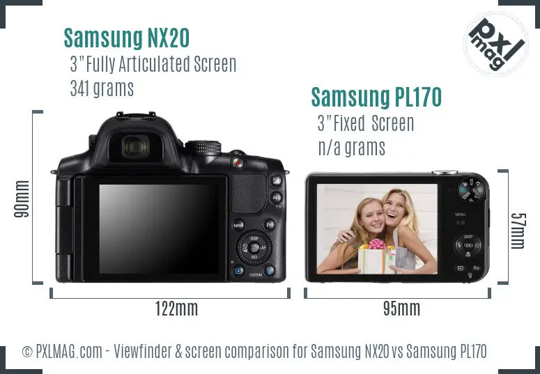 Samsung NX20 vs Samsung PL170 Screen and Viewfinder comparison