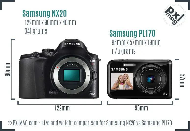 Samsung NX20 vs Samsung PL170 size comparison