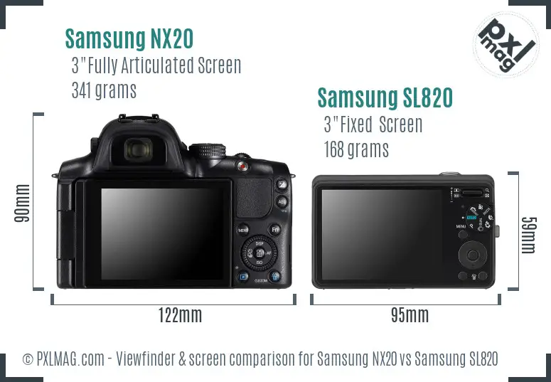 Samsung NX20 vs Samsung SL820 Screen and Viewfinder comparison