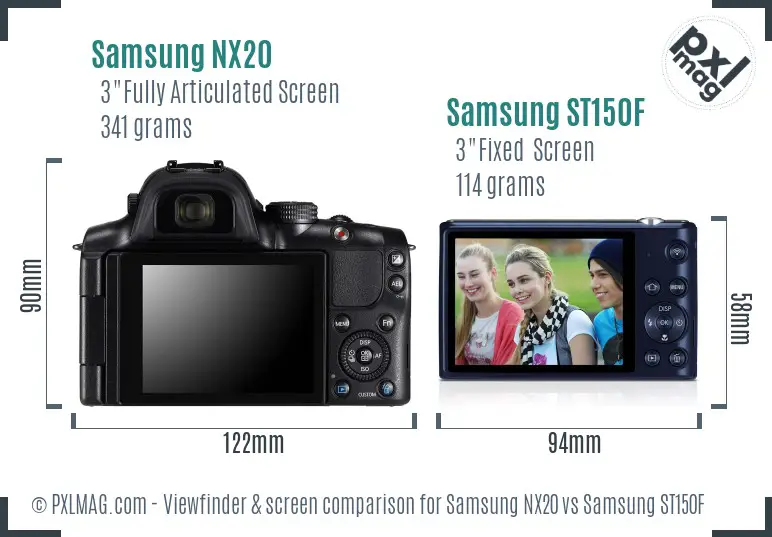 Samsung NX20 vs Samsung ST150F Screen and Viewfinder comparison