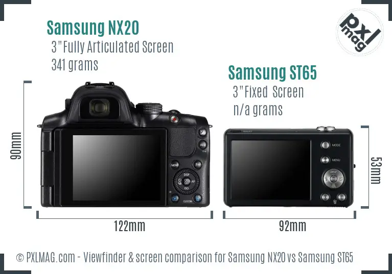 Samsung NX20 vs Samsung ST65 Screen and Viewfinder comparison