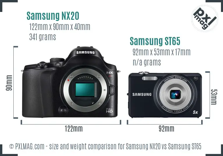 Samsung NX20 vs Samsung ST65 size comparison