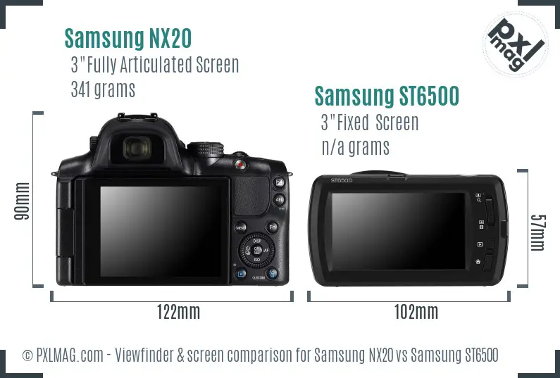 Samsung NX20 vs Samsung ST6500 Screen and Viewfinder comparison