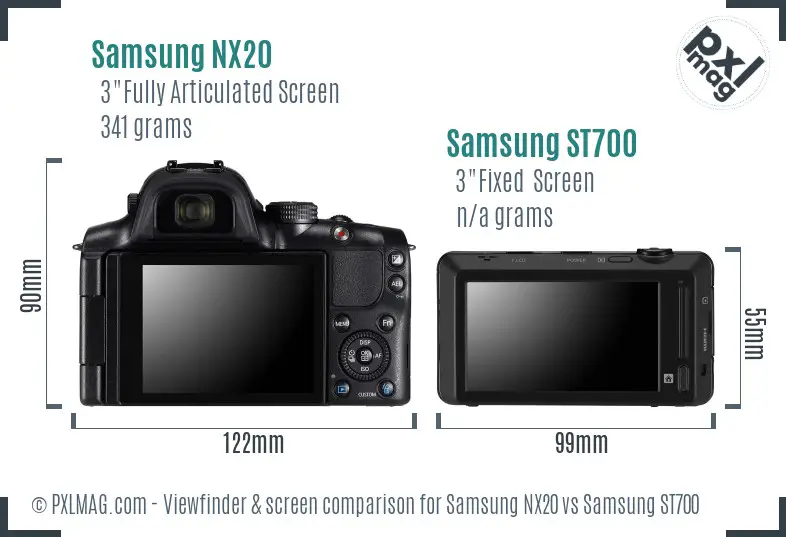 Samsung NX20 vs Samsung ST700 Screen and Viewfinder comparison