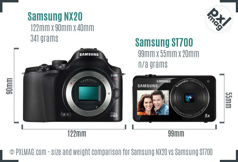 Samsung NX20 vs Samsung ST700 size comparison