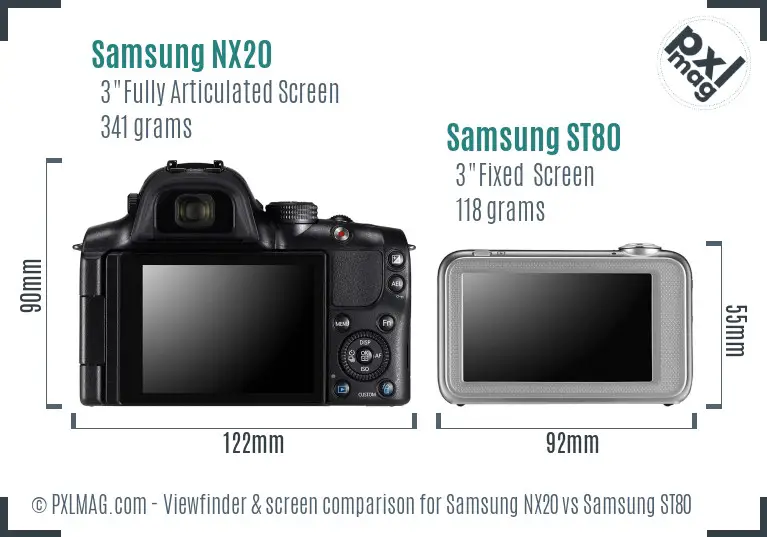 Samsung NX20 vs Samsung ST80 Screen and Viewfinder comparison Samsung NX20 vs Samsung ST80 Screen and Viewfinder comparison