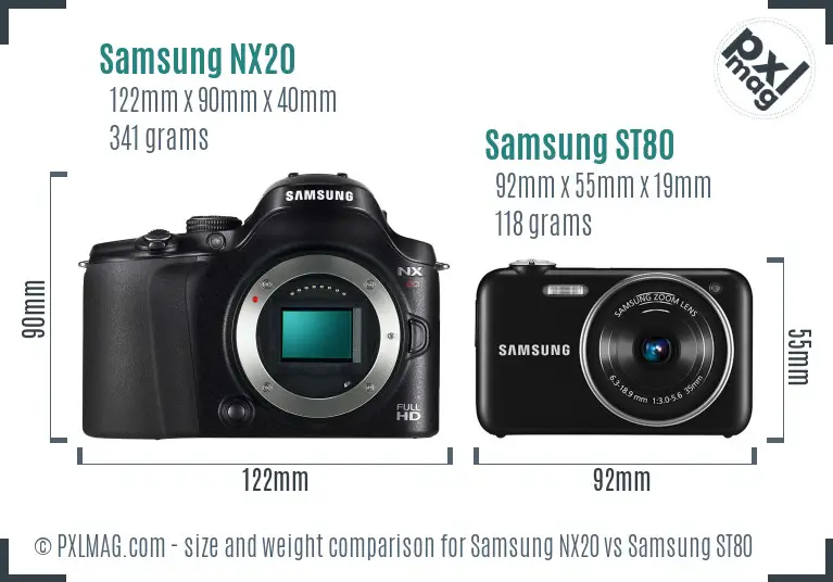 Samsung NX20 vs Samsung ST80 size comparison Samsung NX20 vs Samsung ST80 size comparison