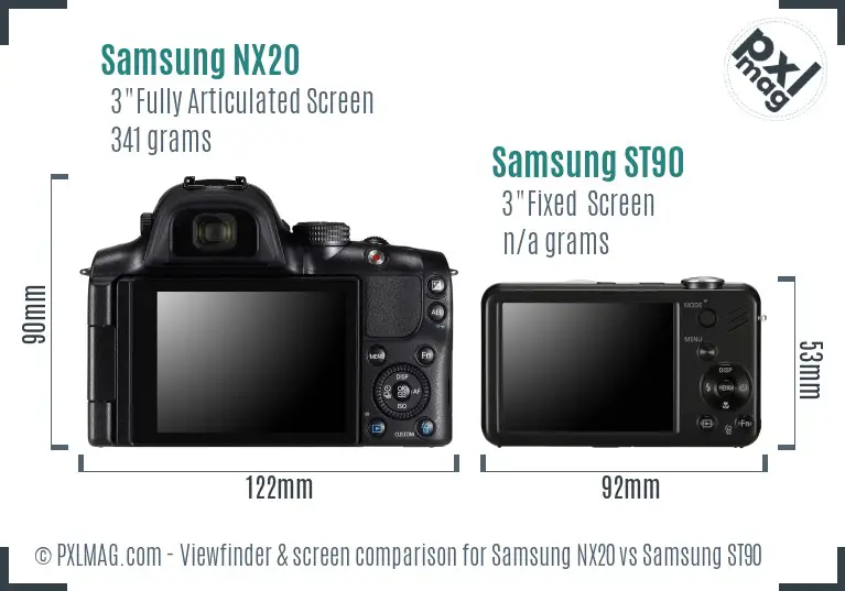 Samsung NX20 vs Samsung ST90 Screen and Viewfinder comparison