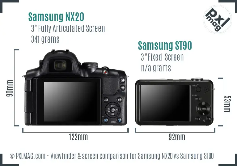Samsung NX20 vs Samsung ST90 Screen and Viewfinder comparison Samsung NX20 vs Samsung ST90 Screen and Viewfinder comparison