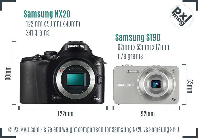 Samsung NX20 vs Samsung ST90 size comparison