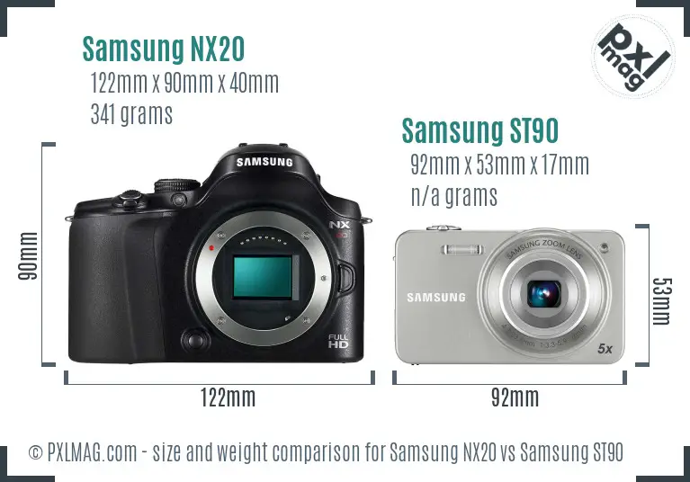 Samsung NX20 vs Samsung ST90 size comparison Samsung NX20 vs Samsung ST90 size comparison
