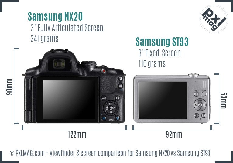 Samsung NX20 vs Samsung ST93 Screen and Viewfinder comparison