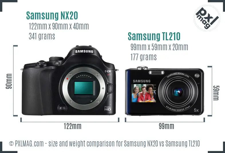 Samsung NX20 vs Samsung TL210 size comparison