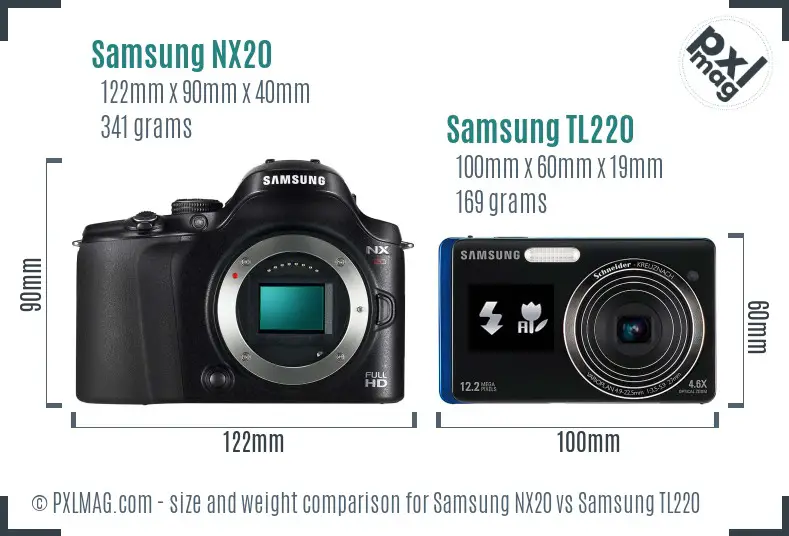 Samsung NX20 vs Samsung TL220 size comparison