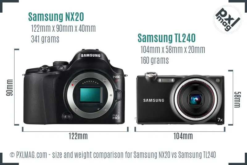 Samsung NX20 vs Samsung TL240 size comparison