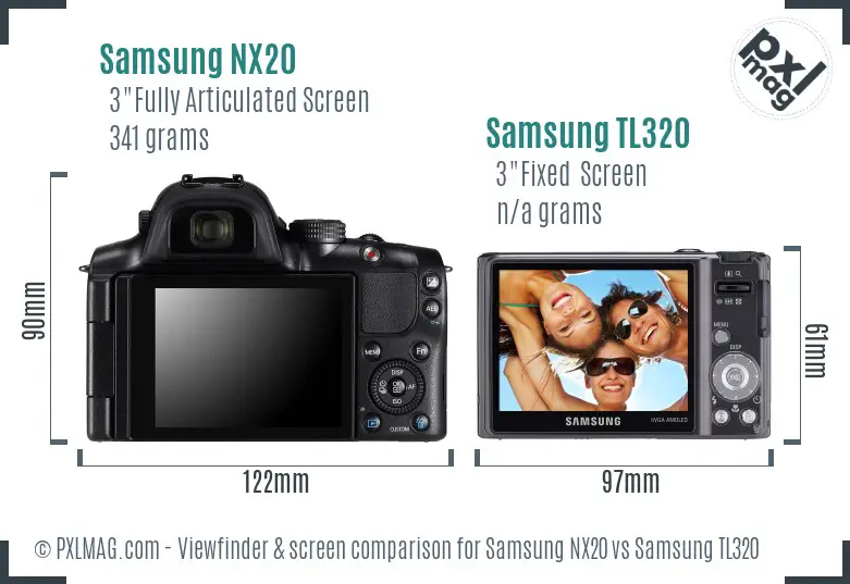 Samsung NX20 vs Samsung TL320 Screen and Viewfinder comparison