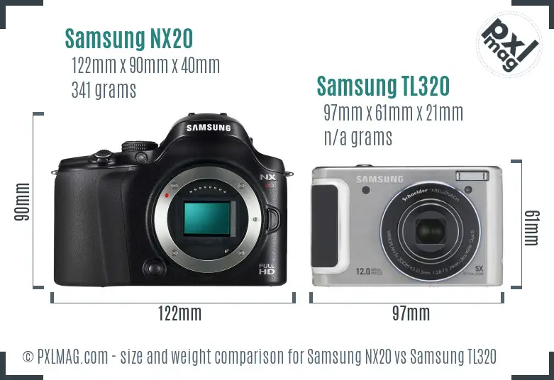 Samsung NX20 vs Samsung TL320 size comparison