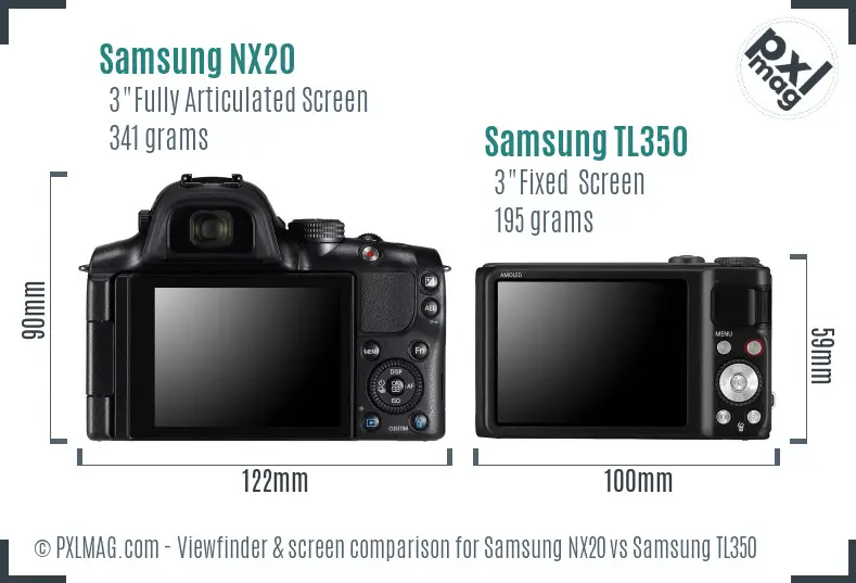 Samsung NX20 vs Samsung TL350 Screen and Viewfinder comparison