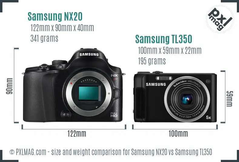 Samsung NX20 vs Samsung TL350 size comparison