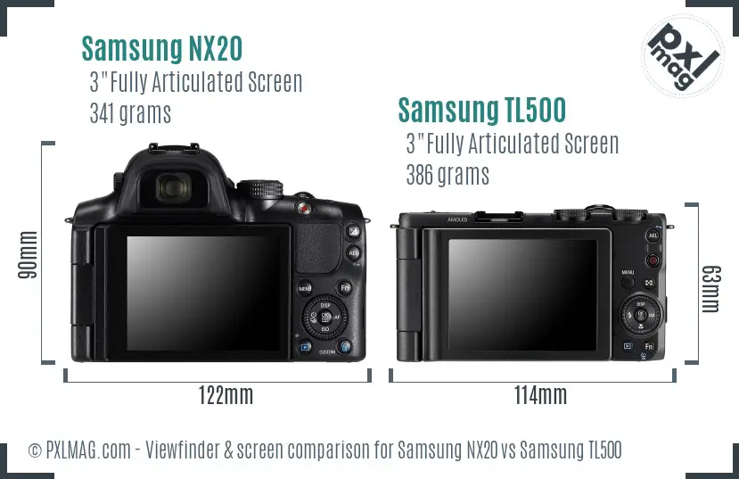 Samsung NX20 vs Samsung TL500 Screen and Viewfinder comparison