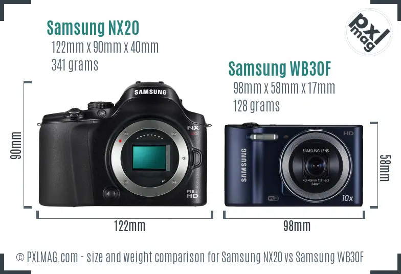 Samsung NX20 vs Samsung WB30F size comparison