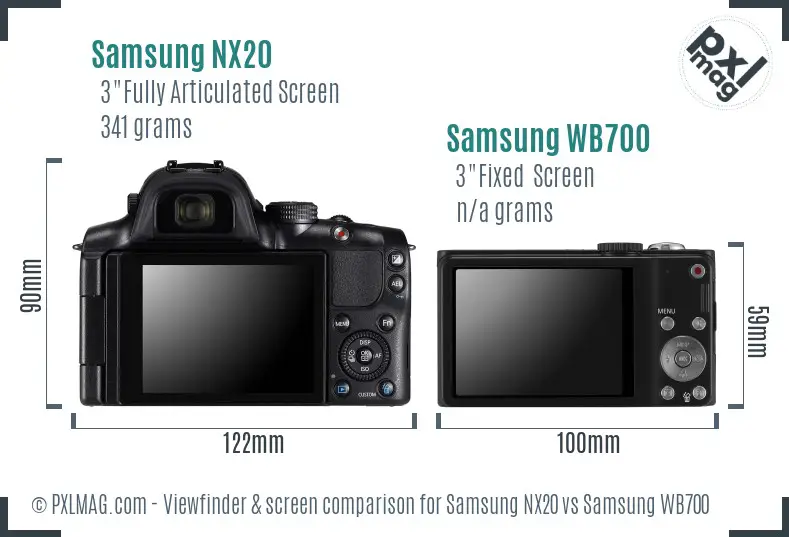 Samsung NX20 vs Samsung WB700 Screen and Viewfinder comparison