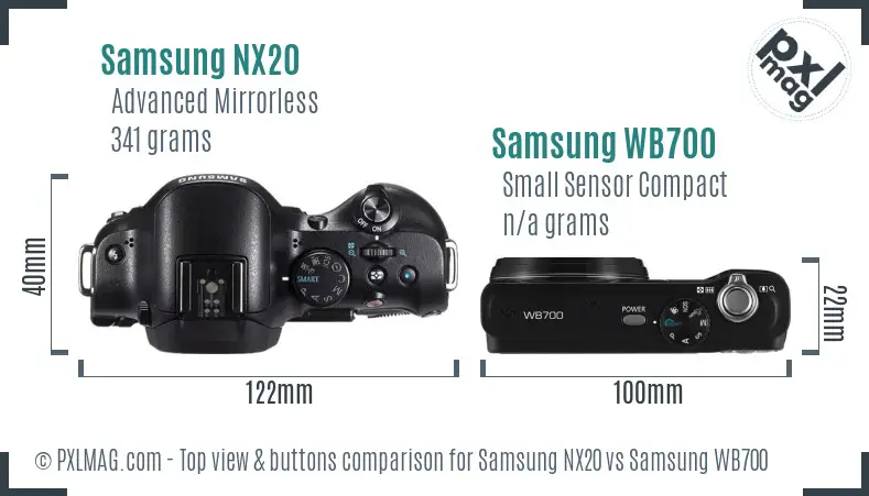 Samsung NX20 vs Samsung WB700 top view buttons comparison