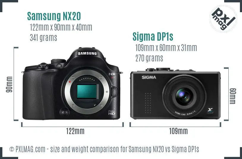 Samsung NX20 vs Sigma DP1s size comparison