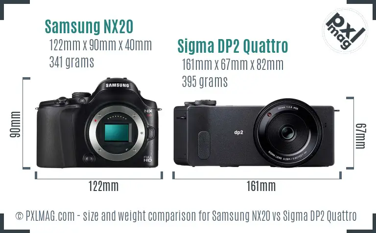 Samsung NX20 vs Sigma DP2 Quattro size comparison