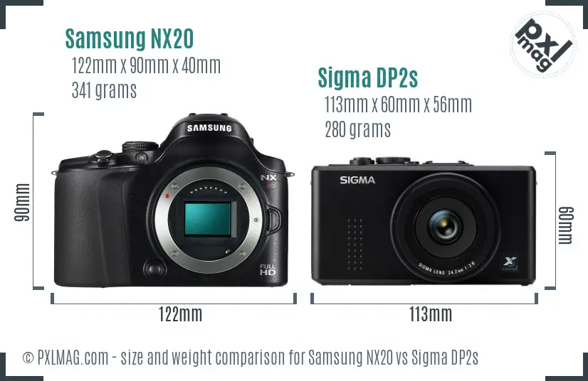 Samsung NX20 vs Sigma DP2s size comparison