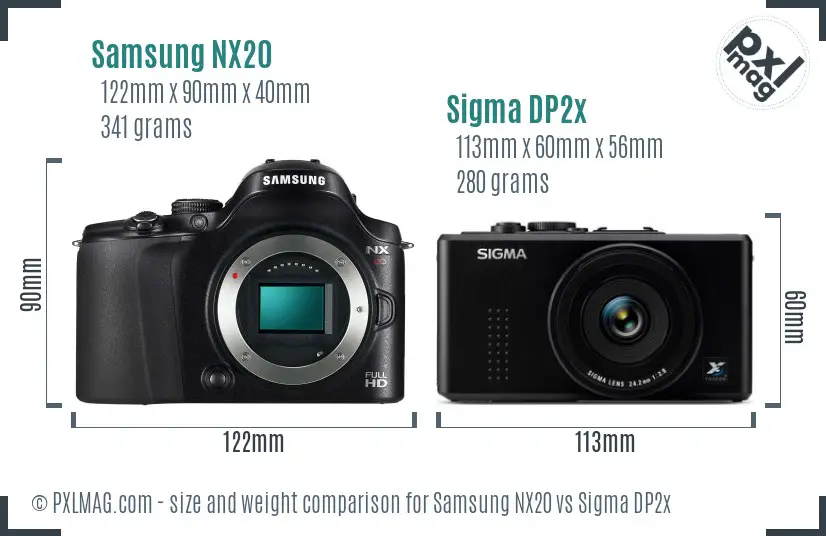 Samsung NX20 vs Sigma DP2x size comparison
