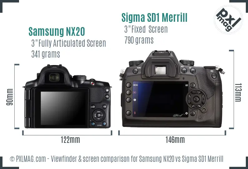 Samsung NX20 vs Sigma SD1 Merrill Screen and Viewfinder comparison