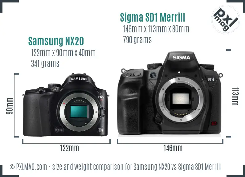 Samsung NX20 vs Sigma SD1 Merrill size comparison